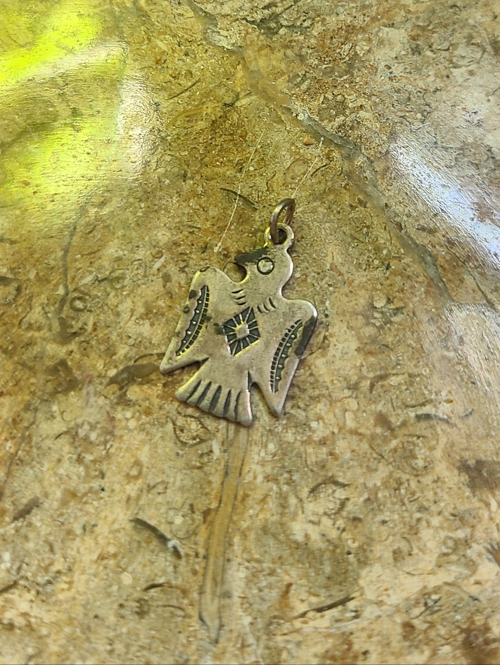 Navajo Native Sterling Silver Vintage Western Eagle Bird Charm Pendant